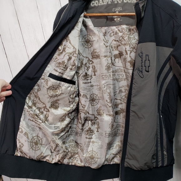 Choko Canada Chevrolet Black Gray Lined Jacket Med - Picture 5 of 9